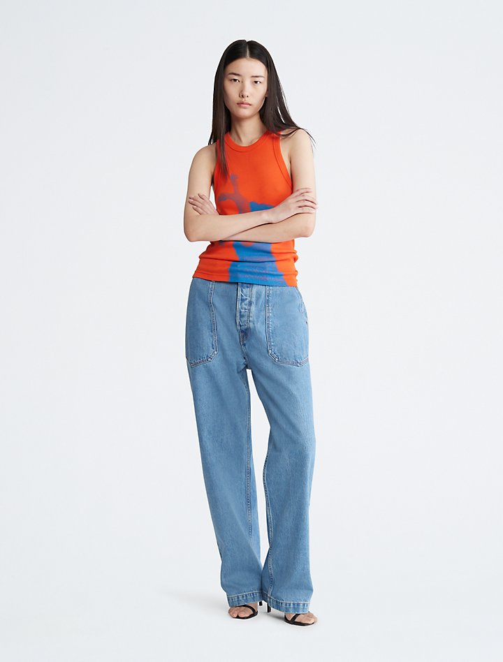 توب Ribbed Twirl Graphic كات